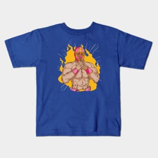 Fun, Fiery Mexican Luchador Wrestler Illustration Kids T-Shirt